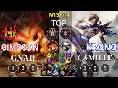 FPX GimGoon Gnar vs RNW KronG Camille Top - KR Patch 11.4