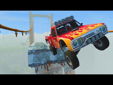 Cars vs Broken Bridge - BeamNG Drive