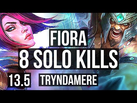 FIORA vs TRYNDAMERE (TOP) | 8 solo kills, 400+ games, Godlike, 10/3/5 | KR Grandmaster | 13.5