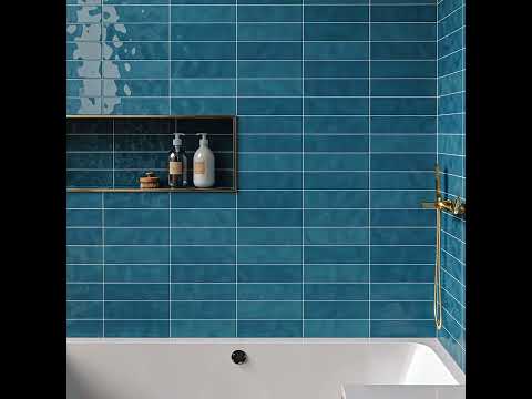 Carrelage mur effet zellige Amani Bleu Abysse 7x25 cm