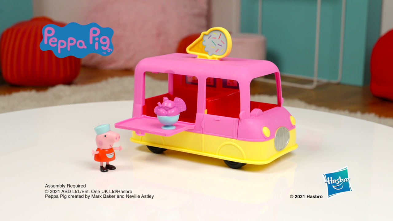 Peppa Pig, Chariot de glaces de Peppa avec 2 figurines et 3 accessoires  thématiques, jouets pour enfants