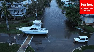 Raw Footage Captures Damage Caused By Hurricane Milton Storm Surge In Punta Gorda, Florida