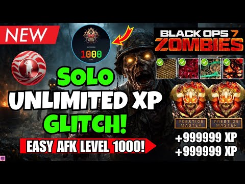 *NEW* BO7 SOLO UNLIMITED XP GLITCH! LEVEL 1000 FAST + AFK UNLOCK EVERYTHING | BO7 ZOMBIES GLITCH