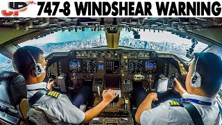 COCKPIT BOEING 747-8 Windshear Warning at Chicago O'Hare