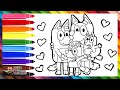 Drawing and Coloring Bluey and Her Family 🐶❤️🧡💛💚💙💜 Drawings for Kids
