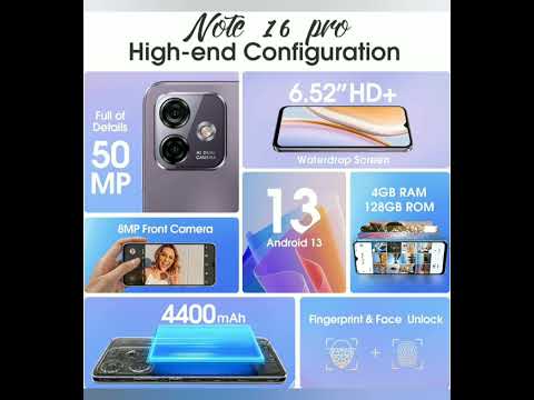 Ulefone Note 16 Pro Teléfono Móvil Libres(2023), Android 13 Móviles, 12GB+128GB