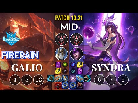 hyF FireRain Galio vs Syndra Mid - KR Patch 10.21