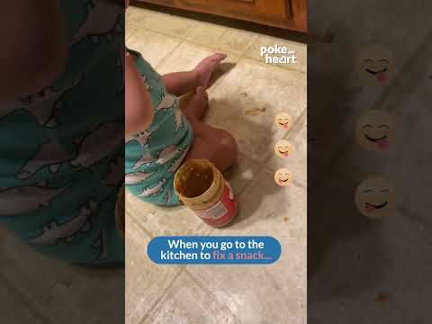 Baby Spreads Peanut Butter All Over His Face