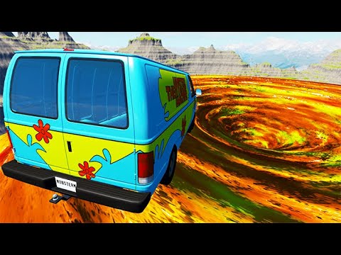 Beamng Drive - Car Falls Into Volcano Vortex #3 | BeamNG-Destruction