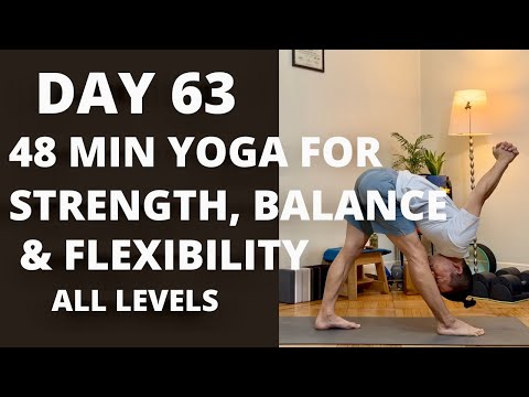 100 DAY YOGA CHALLENGE | Day 63 | 48 Min Total Body Yoga for Strength, Flexibility and Balance