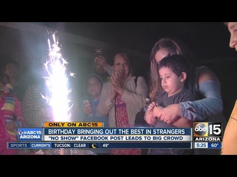 Strangers attend little boy's birthday after no one shows up