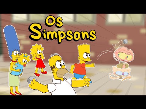 Mongo e Drongo encontram Os Simpsons, com Homer, Bart, Liza, Marge e Maggie