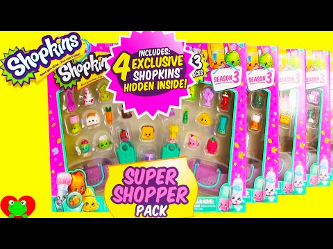 Shopkins GIANT Super Shopper Pack Season 3 with 4 Exclusives Per Pack Video