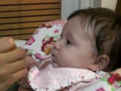 Naty's first meal - 4 months old
