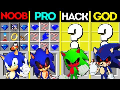Minecraft Battle: NOOB vs PRO vs HACKER vs GOD: SONIC EXE HEDGEHOG CRAFTING CHALLENGE / Animation