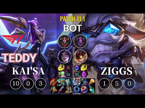 T1 Teddy Kai'Sa vs Ziggs Bot - KR Patch 11.1