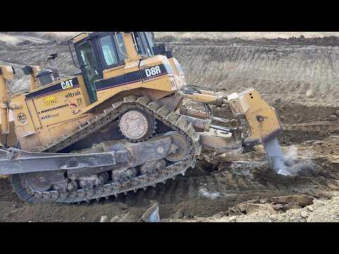 Cat D8R Dozer Ripping Rock Layers On A Road Construction Site - Sotiriadis/Labrianidis 4k