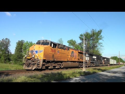 NS 30T SB on the NS Buffalo Line with UP 7661 on the Point