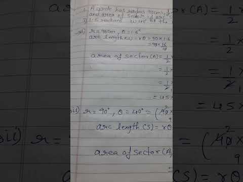 A circle has radius 90cms, find the arc length and area of sector Subtends an angle #shorts