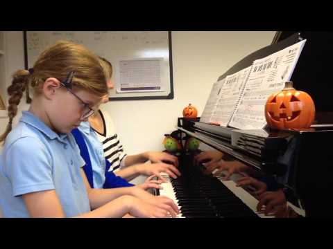 Jessica (7) and Gracie (7) performing spooky tower Oct 2015