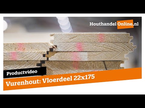 Vloerdeel Vuren 22x175mm (18x163mm werkend) mes en groef geschaafd  video