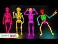 Midnight Adventure Five Skeletons Halloween Song + Spooky Scary Skeleton Songs | Teehee Town