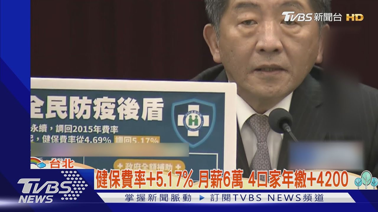 健保費率+5.17%! 薪6萬4口家年繳+4200