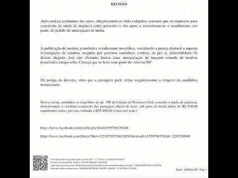 JUSTIÇA ELEITORAL COMBATE FAKE NEWS EM JUQUITIBA E DETERMINA LIMINAR PARA IDENTIFICAR PERFIL FALSO .