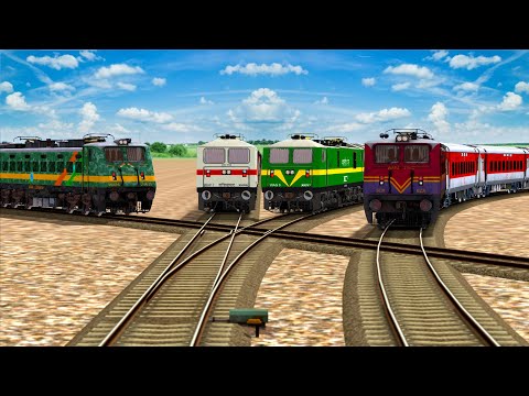 Indian Electric Railway Crossing On Most Dangerus Track | Crossing Bumpy Forked Railroad Track