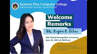 Welcome Remarks JHS Virtual Year-End Recognition Ceremony