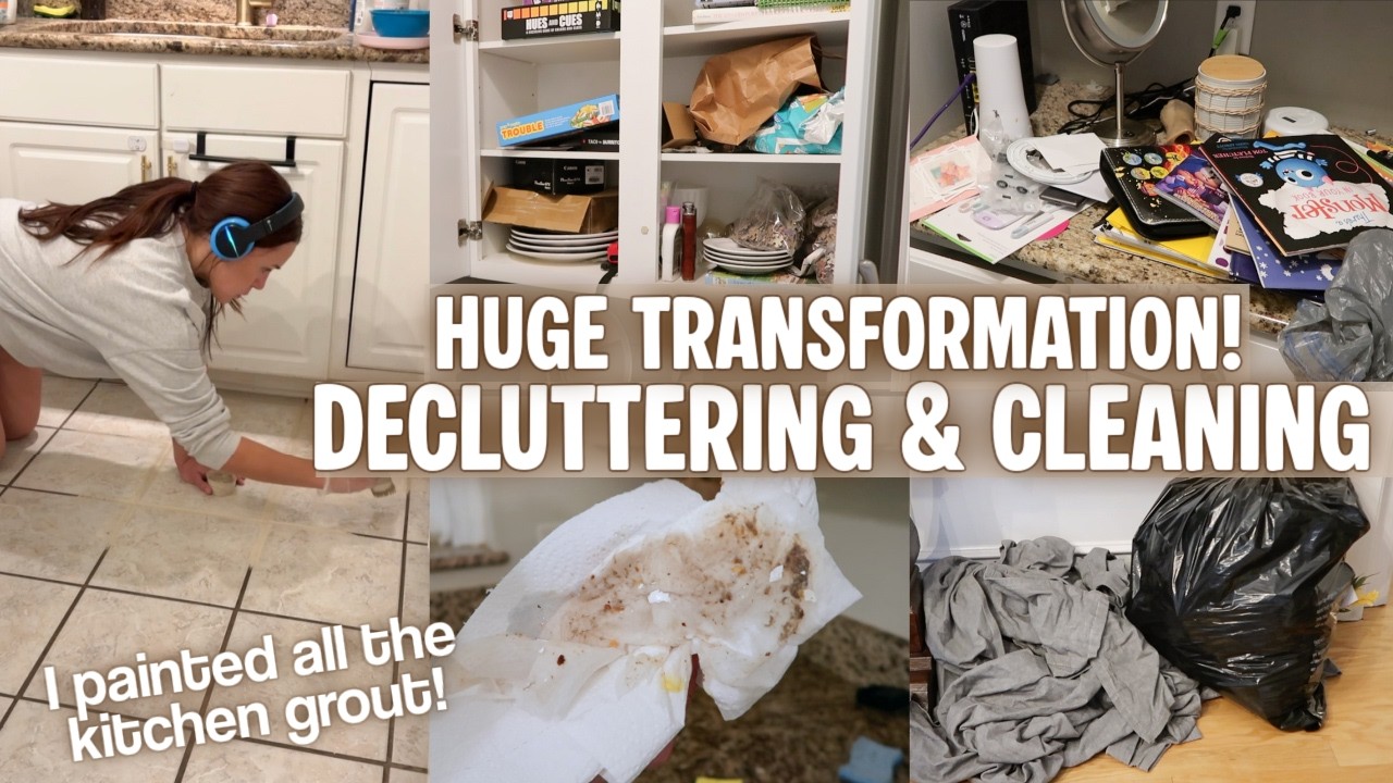 CLEANUP, DECLUTTER & ORGANIZE MY HOME | From OVERWHELMED to ORGANIZED! & Painting my kitchen grout!