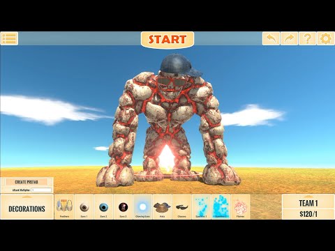 GOLEM burning Fart vs Bug eyed Centaur - Animal Revolt Battle Simulator ARBS