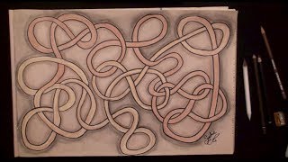 Tangled Rope Doodle (ASMR, Knot work, Zentangle, Doodle, visual tutorial, no speaking)