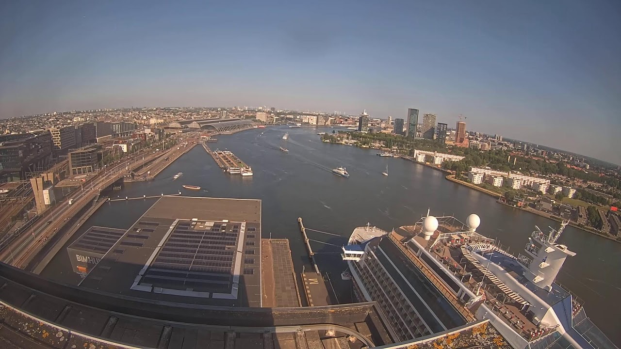 Live webcam view of Amsterdam IJ Rooftop Panorama