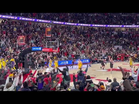 CHICAGO BULLS CELEBRATION AFTER JOSH GIDDEYs GAME WINNING SHOT FROM HALF COURT TONIGHT VS THE LAKERS