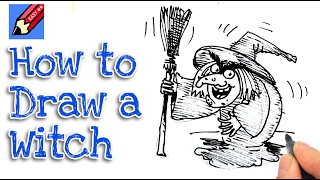 Learn how to draw a Halloween Witch real easy | Step by Step with Easy - Spoken Instructions