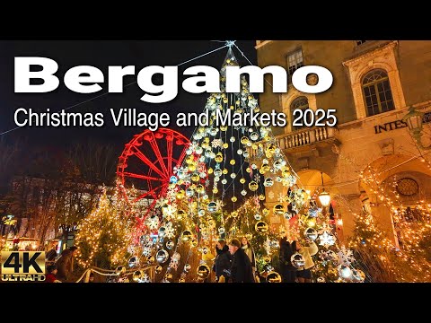 Bergamo Christmas Market 2025 Night Walk in 4K60fps