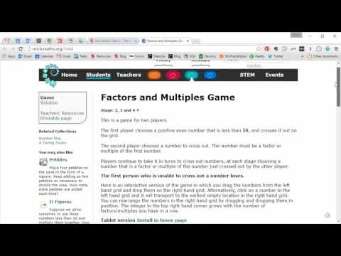 Factors and Multiples Game - TES Maths ROTW 1 (2016/17)