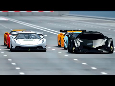 Devel Sixteen Black Edition 2020 vs Koenigsegg Hypercars - Drag Race 20 KM