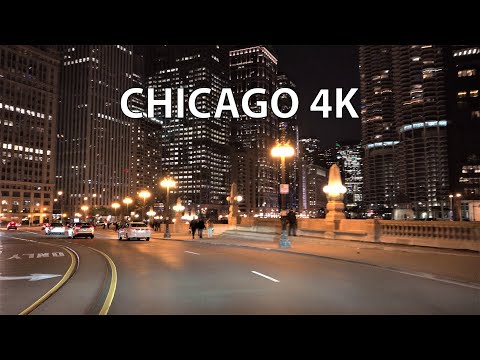 Chicago 4K - Night Drive - Driving Downtown