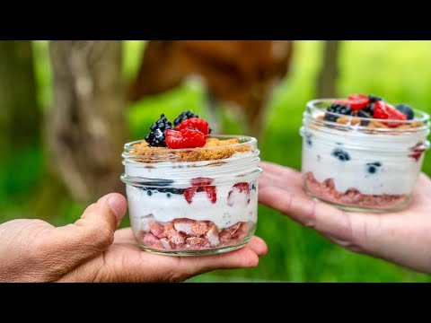 Jarred Red Fruit Tiramisu with Organic Yogurt