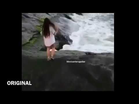 Girl fall into lava fake & original Video
