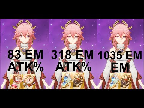 Yae Miko Catalyze Aggravate Atk% Build vs EM Build vs High EM Build Damage Comparison Dendro Sumeru