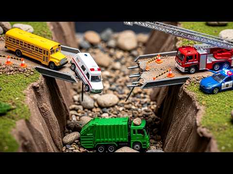 Oh No! The Bridge Broke! 🌉 Brave Police and Fire Truck Rescue Mission!