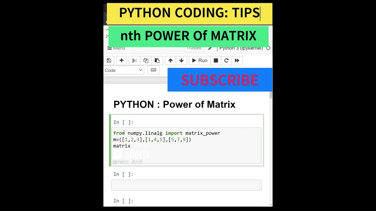 PYTHON NUMPY MATRIX   POWER OF A MATRIX  #youtubeshorts #coding #viral #shorts #pythonprogramming
