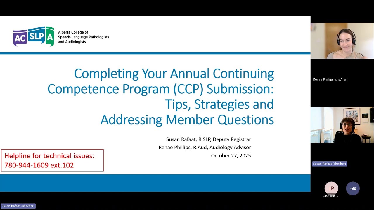 ACSLPA Lunch & Learn Webinar - Completing Your Annual CCP