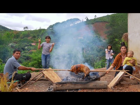 Harvest Vegetables, Beans, Melons, Bring to Market to Sell, Delicious Roast Pork Meal | Family farm