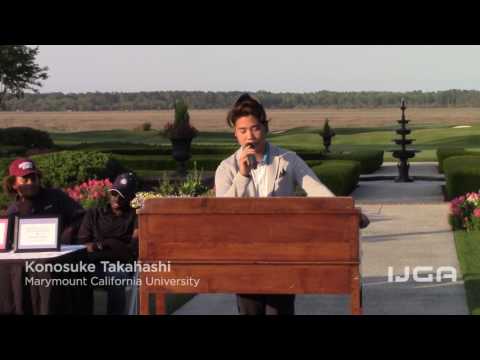 Konosuke Takahashi speaks at IJGA College Signing Day.