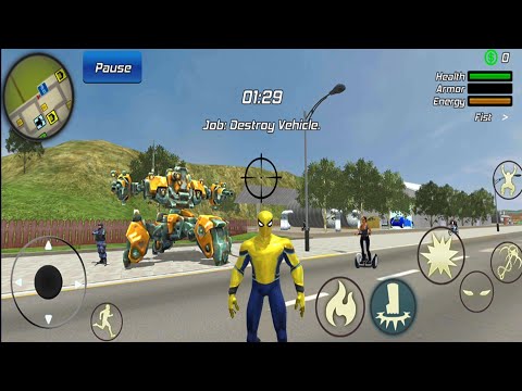 Spider Rope Hero Gangstar Vegas Crime City Simulator Stealing Tank Killing All #1 - Android Gameplay