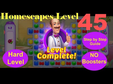 Homescapes Level 45 - [2020] [23 moves version] solution of Level 45 on Homescapes [No Boosters]